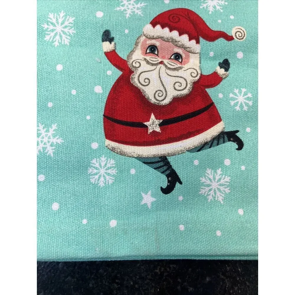 Johanna Parker Mint Green Santa‎ Claus Christmas Cotton PLACEMATS Set of 4 New